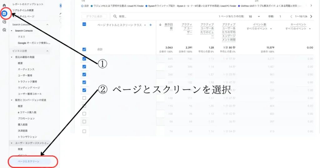 Googleアナリティクスで記事のパフォーマンスを確認