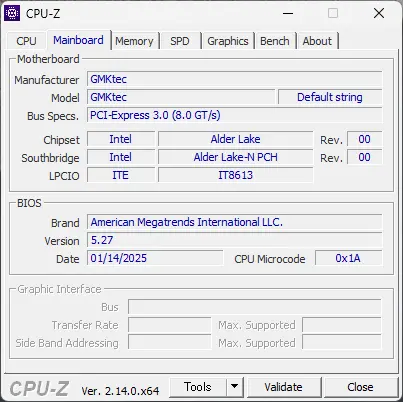 CPU-Zのマザーボード情報