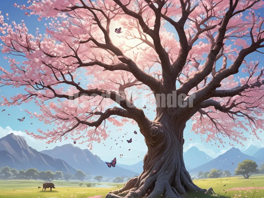 神木と桜のイメージ