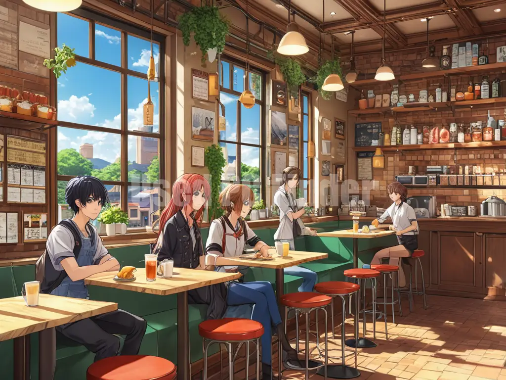 カフェ店内に沢山人が現れたイメージ