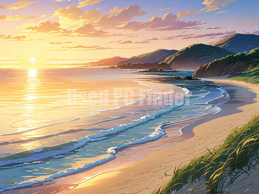 海の下絵を水彩画風にしたイメージ