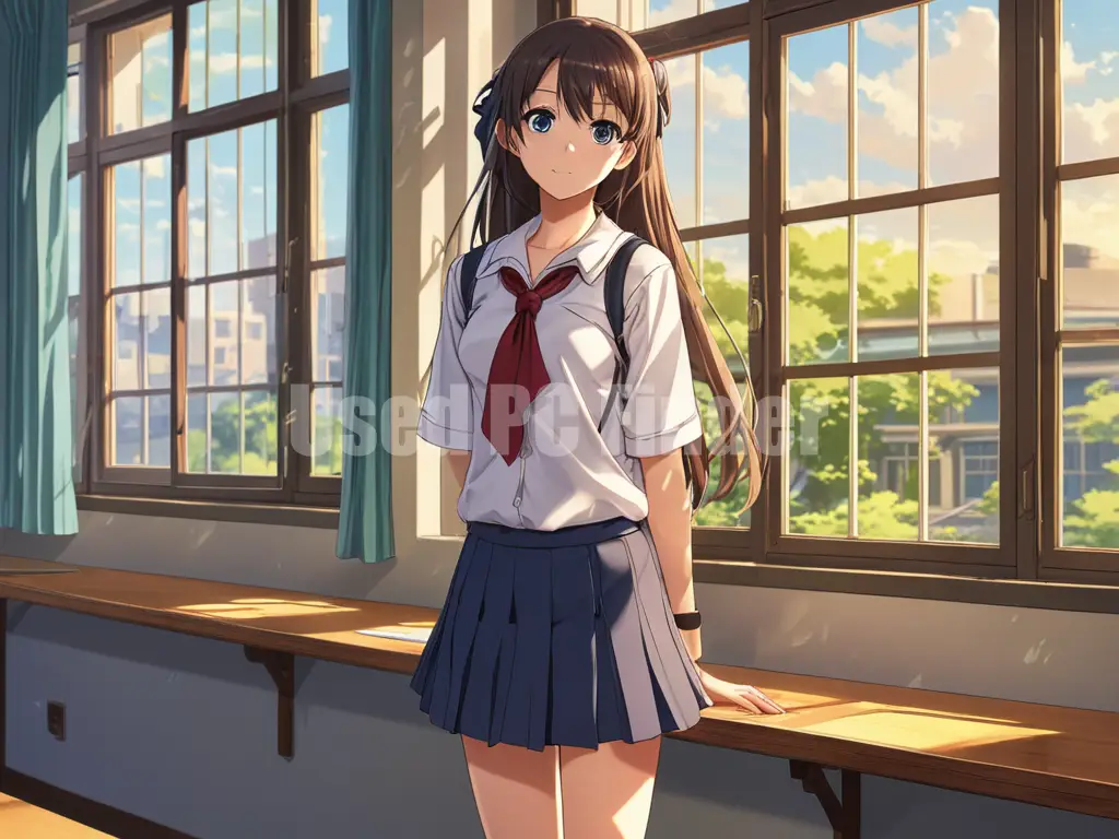 窓辺に立つ女子高生のイメージ