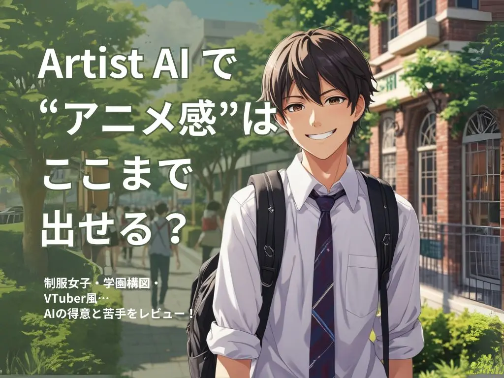 アニメキャラ生成はどこまで自然？Artist AIの実力と活用法を徹底レビュー記事のカバー画像